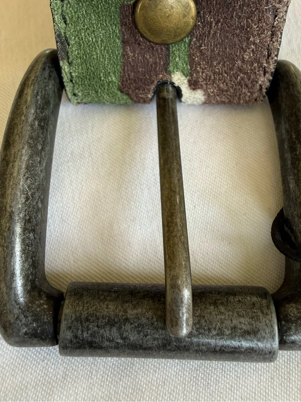Will Leather Goods Camouflage Green Brown & Tan Leather Men’s Belt Size 36 - Picture 3 of 13